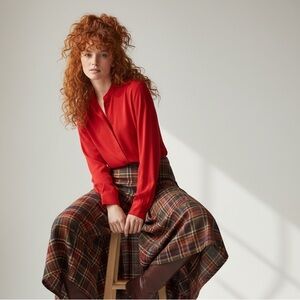 ANA A New Approach Red Long Line Tunic Top Size M